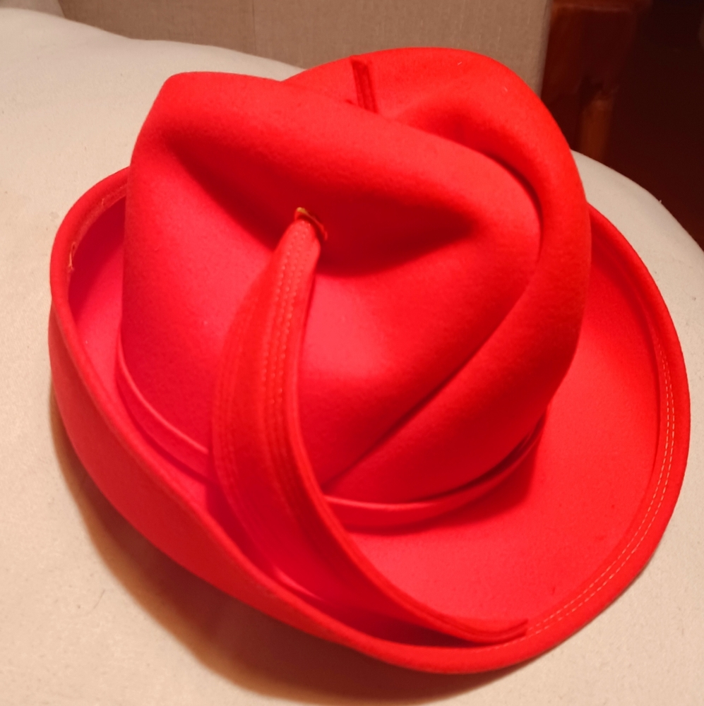 Antique Mr. John Classic Fedora Hat 1950s 60s red
